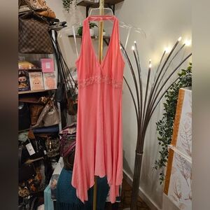 Vintage Elegant Pink Halter Dress